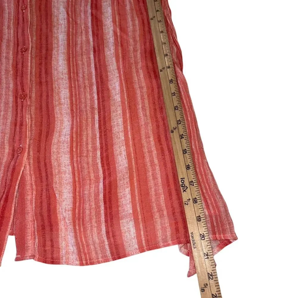 Robert Louis Striped Tunic Coastal Flowy Coral Blouse LG - Picture 7 of 9
